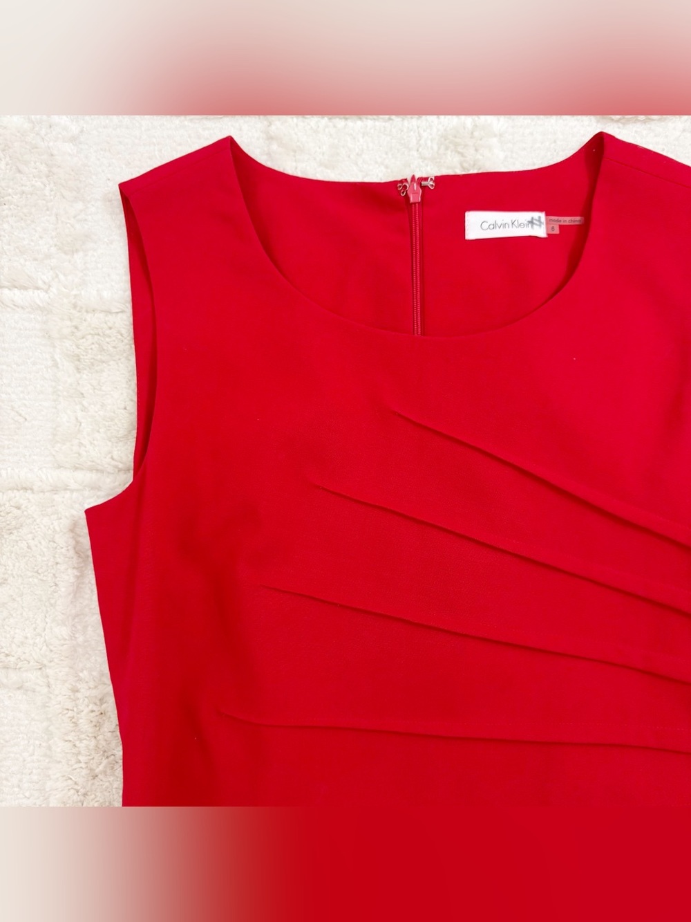 Calvin Klein Sleeveless Red Sheath Dress 6 - Picture 3 of 12